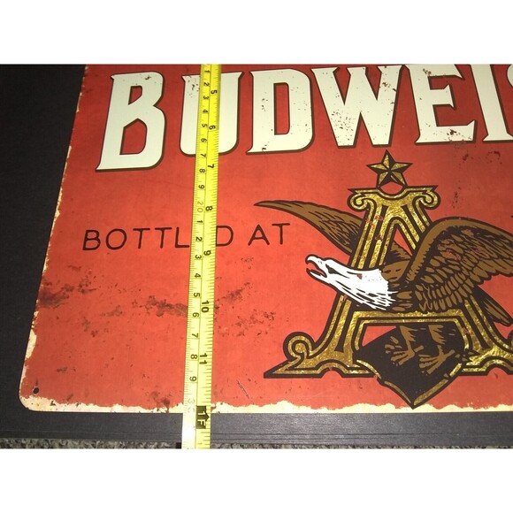 Anheuser Busch Budweiser Tin Metal Sign Man Cave Garage Bar Decor 12"x15" - Picture 3 of 3